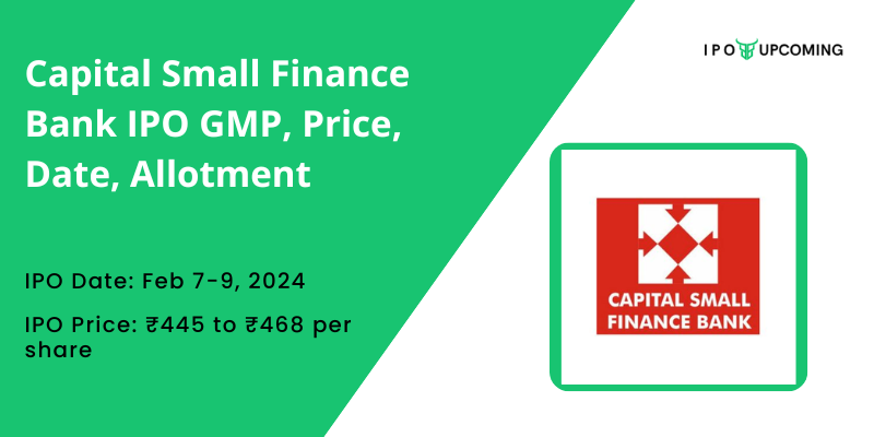 Capital Small Finance Bank IPO GMP, Price, Date